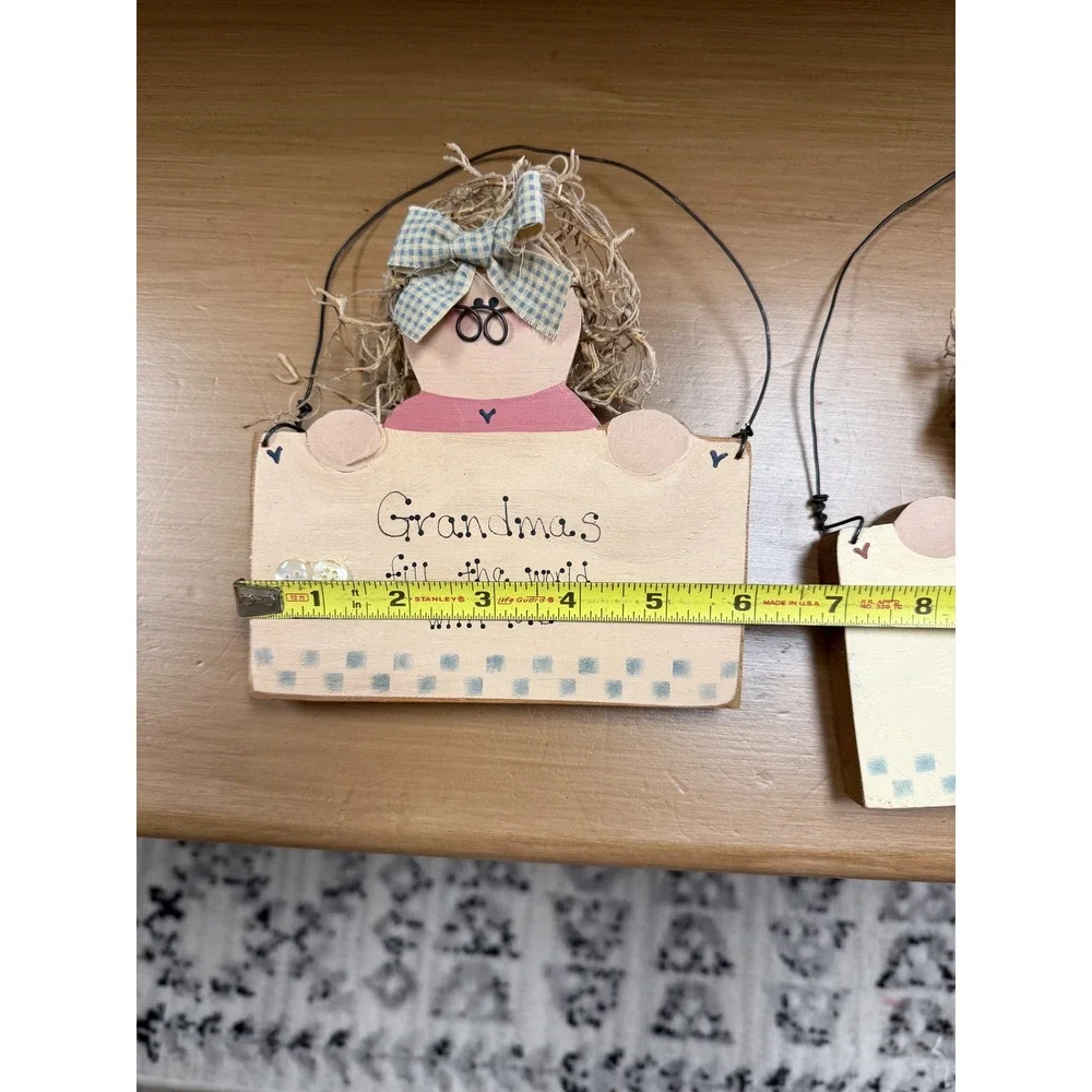 Vintage Style Wooden Grandparents Wall Signs Set Grandma and Grandpa Decor